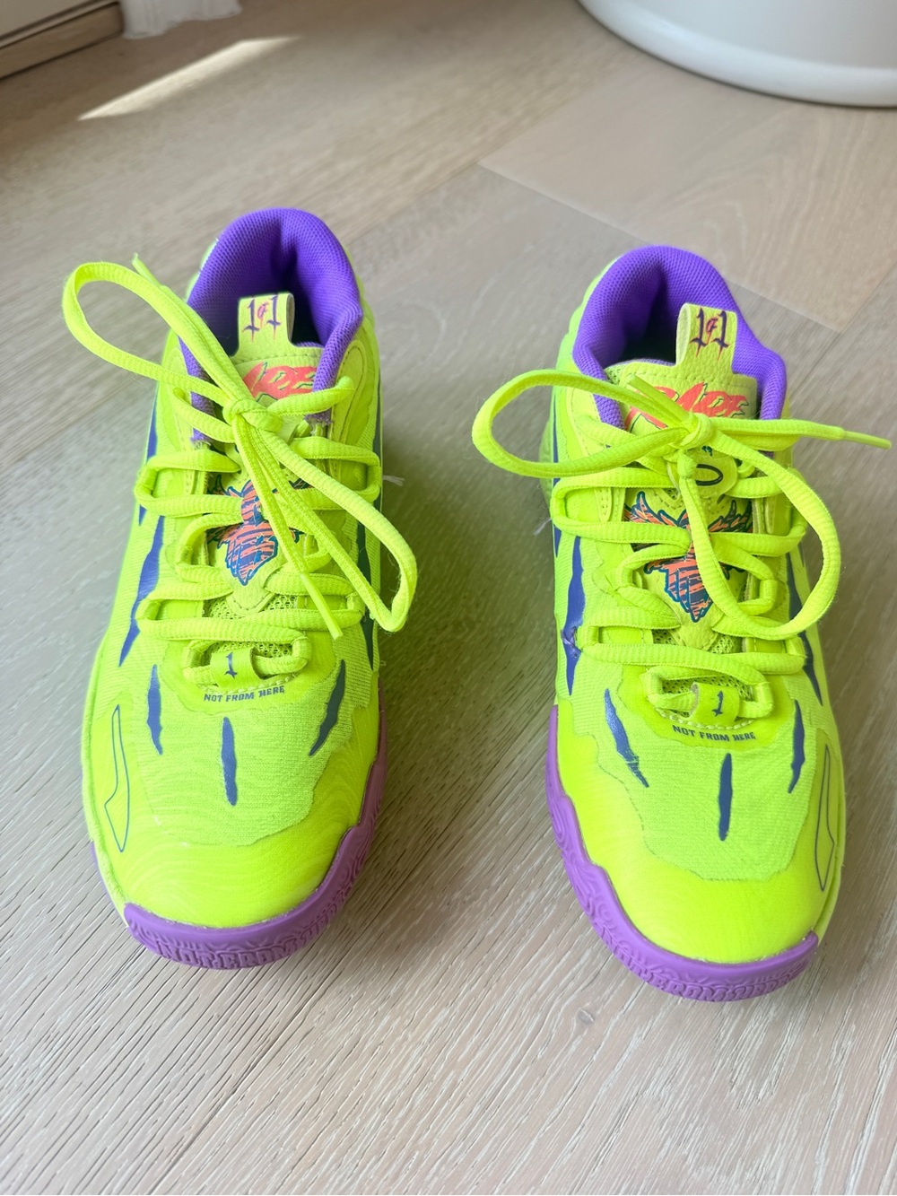 Puma x Lamelo Kids Neon Yellow & Purple Athletic Sneakers